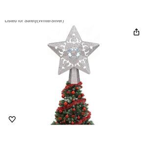 DUSHX Christmas Tree Toppers 3D Projector LED Lights Decorations, Glitter star C